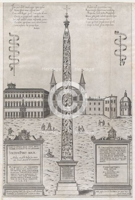 Speculum Romanae Magnificentiae: The Egyptian Obelisk of Constantine, 1589., 1589. Creator: Giovanni Ambrogio Brambilla.