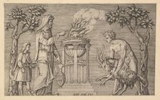 Speculum Romanae Magnificentiae: The Sacrifice of a Ram, 16th century. Creator: Marco Dente
