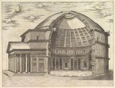 Speculum Romanae Magnificentiae: The Pantheon, broken away to show the interior, 1553. Creator: Unknown