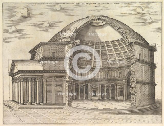 Speculum Romanae Magnificentiae: The Pantheon, broken away to show the interior, 1553. Creator: Unknown.