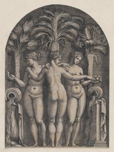 Speculum Romanae Magnificentiae: The Three Graces, ca. 1500-1534., ca. 1500-1534. Creator: Marcantonio Raimondi