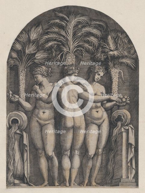 Speculum Romanae Magnificentiae: The Three Graces, ca. 1500-1534., ca. 1500-1534. Creator: Marcantonio Raimondi.