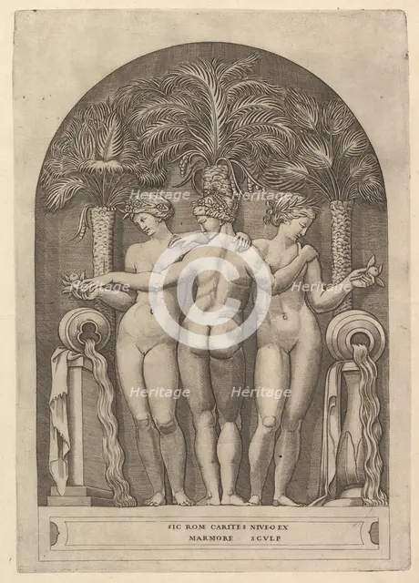 Speculum Romanae Magnificentiae: The Three Graces, ca. 1515-27. Creator: Marco Dente.