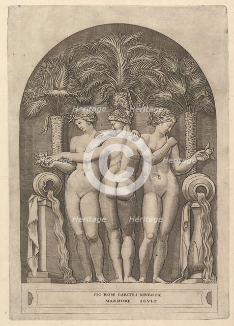 Speculum Romanae Magnificentiae: The Three Graces, ca. 1515-27. Creator: Marco Dente.