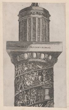 Speculum Romanae Magnificentiae: The upper portion of Trajan's Column, showing ara..., 16th century. Creator: Master GA