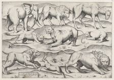 Speculum Romanae Magnificentiae: Wild Animals, from antique wall paintings, plate 1, 1547., 1547. Creator: Anon