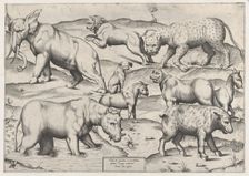 Speculum Romanae Magnificentiae: Wild Animals, from antique wall paintings, plate 2, 1547., 1547. Creator: Anon