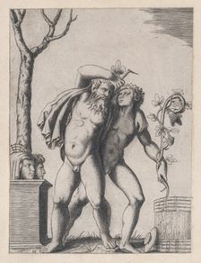 Speculum Romanae Magnificentiae: Young and Old Bacchant, ca. 1514-36., ca. 1514-36. Creator: Marcantonio Raimondi