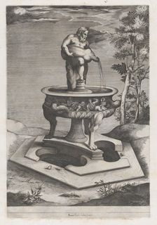 Speculum Romanae Magnificentiae: A Fountain and Basin, 1581., 1581. Creator: Pieter Perret