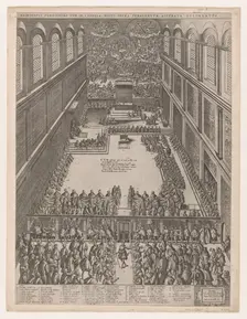 Speculum Romanae Magnificentiae: A Papal Gathering in the Sistine Chapel, Michelangelo's L..., 1582. Creator: Giovanni Ambrogio Brambilla