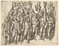 Speculum Romanae Magnificentiae: A Roman Legion (from Trajan's Column), 16th century. Creator: Marco Dente