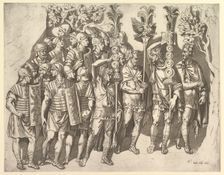 Speculum Romanae Magnificentiae: A Roman Legion (from Trajan's Column), 16th century. Creator: Marco Dente