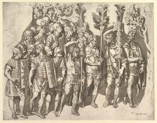 Speculum Romanae Magnificentiae: A Roman Legion (from Trajan's Column), 16th century. Creator: Marco Dente