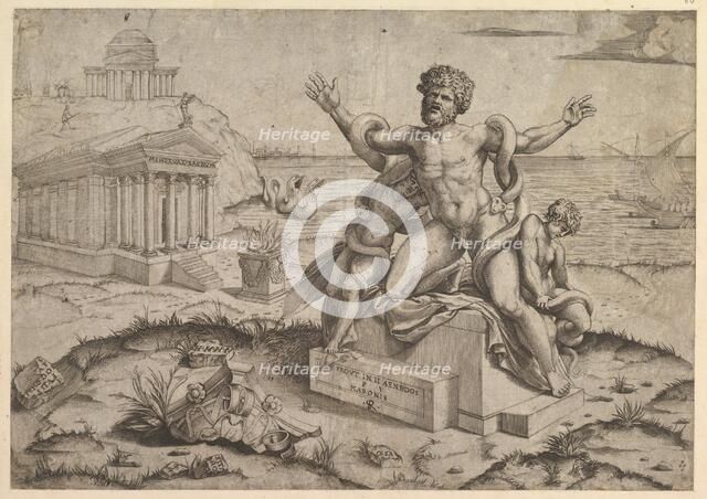 Speculum Romanae Magnificentiae: Ancient bas-reliefs with Laocoon, ca. 1516-20 (?). Creator: Marco Dente.