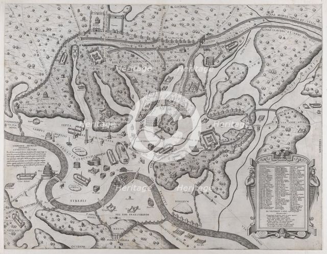 Speculum Romanae Magnificentiae: Ancient Rome and its Hills, from the West, 1573., 1573. Creator: Etienne Duperac.