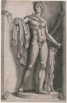 Speculum Romanae Magnificentiae: Apollo Belvedere, ca. 1514-36., ca. 1514-36. Creator: Agostino Veneziano