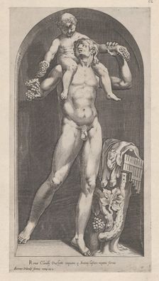 Speculum Romanae Magnificentiae: Bacchus on the Shoulders of a Satyr, 16th century., 16th century. Creator: Cornelis Cort