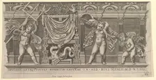 Speculum Romanae Magnificentiae: Bas-Relief with Three Cupids, 1519. Creator: Marco Dente