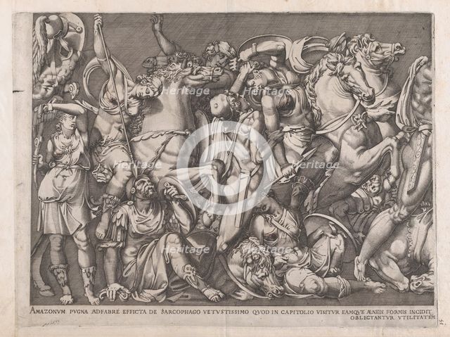 Speculum Romanae Magnificentiae: Battle of the Amazons, 1559., 1559. Creator: Nicolas Beatrizet.