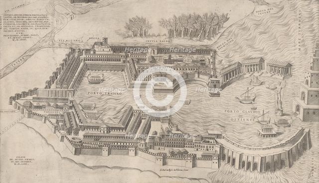 Speculum Romanae Magnificentiae: Birdseye View of the Port of Rome, 1554., 1554. Creator: Giulio de Musi.