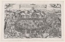 Speculum Romanae Magnificentiae: Carnival games held in the Mount Testaccio in Rome, 1558., 1558. Creators: Vincenzo Luchino, Monogrammist ITF
