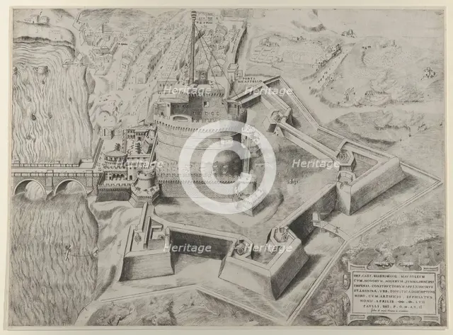 Speculum Romanae Magnificentiae: Castello Sant' Angelo, 1557., 1557. Creator: Giulio de Musi.