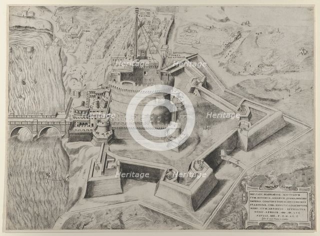 Speculum Romanae Magnificentiae: Castello Sant' Angelo, 1557., 1557. Creator: Giulio de Musi.