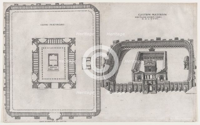 Speculum Romanae Magnificentiae: Castrum Praetorium, 1581. Creator: Giovanni Ambrogio Brambilla.