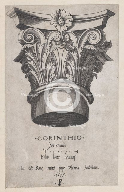 Speculum Romanae Magnificentiae: Corinthian capital, 1535., 1535. Creator: Master PS.