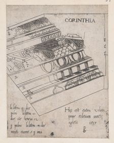Speculum Romanae Magnificentiae: Corinthian entablature, 1537., 1537. Creator: Master PS