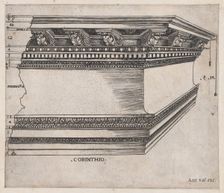 Speculum Romanae Magnificentiae: Corinthian entablature, ca. 1535., ca. 1535. Creator: Master GA