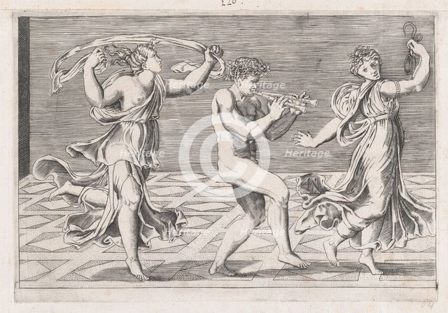 Speculum Romanae Magnificentiae: Dance of Fauns and Bacchants, early 16th ce..., early 16th century. Creators: Anon, Agostino Veneziano.