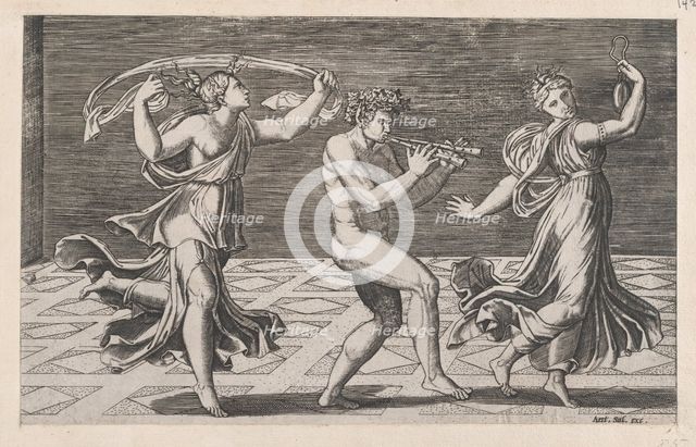 Speculum Romanae Magnificentiae: Dance of Fauns and Bacchants, early 16th ce..., early 16th century. Creators: Anon, Agostino Veneziano.