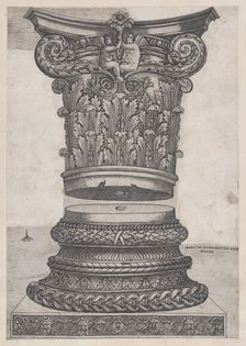 Speculum Romanae Magnificentiae: Decorated capital and base, ca. 1537., ca. 1537. Creator: Master GA