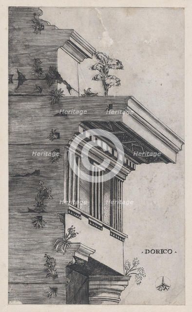 Speculum Romanae Magnificentiae: Doric order, ca. 1537., ca. 1537. Creator: Master GA.
