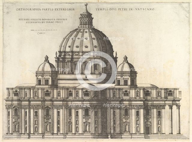 Speculum Romanae Magnificentiae: Elevation Showing the Exterior of Saint Peter's Basili..., 1558-61. Creator: Etienne Duperac.