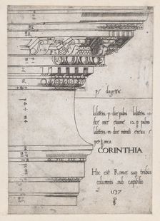 Speculum Romanae Magnificentiae: Entablature from the Temple of Castor and Pollux, Rome, 1537., 1537 Creator: Master PS