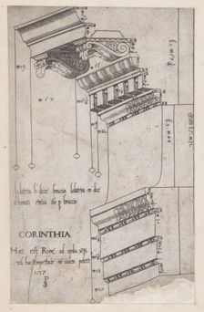 Speculum Romanae Magnificentiae: Entablature from the Forum of Trajan, Rome, 1537., 1537. Creator: Master PS