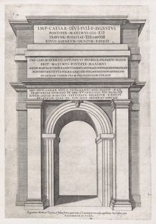 Speculum Romanae Magnificentiae: Front view of St. Lawrence Gateway, Rome, 1566., 1566. Creator: Anon