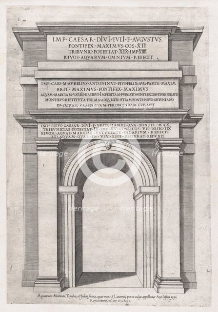 Speculum Romanae Magnificentiae: Front view of St. Lawrence Gateway, Rome, 1566., 1566. Creator: Anon.