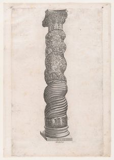 Speculum Romanae Magnificentiae: Grotesque Winding Column in St. Peter's, 16th cen..., 16th century. Creator: Nicolas Beatrizet