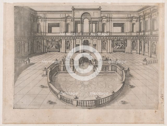 Speculum Romanae Magnificentiae: Great Hall within the Villa of Pope Julius, 16th ..., 16th century. Creator: Anon.