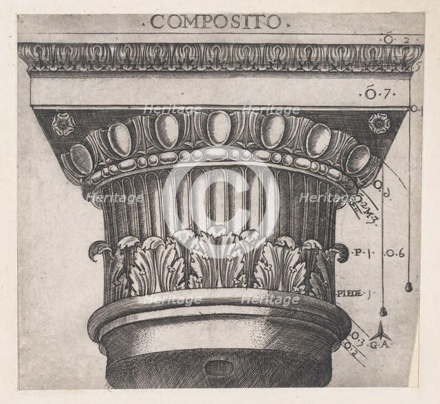 Speculum Romanae Magnificentiae: Ionic capital, ca. 1537., ca. 1537. Creator: Master GA.