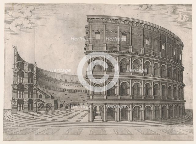 Speculum Romanae Magnificentiae: Interior and Exterior of the Colosseum, 16th century., 16th century Creator: Anon.