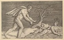 Speculum Romanae Magnificentiae: Naked Man Pursuing a Naiad, ca. 1515-1527. Creator: Marco Dente