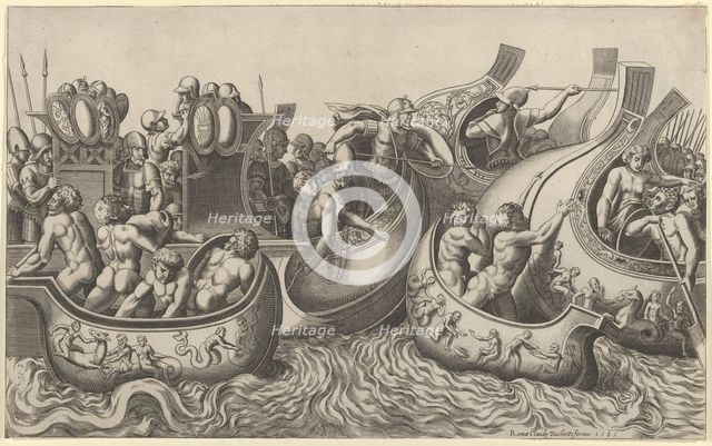 Speculum Romanae Magnificentiae: Naval Battle, 16th century., 16th century. Creator: Master of the Die.