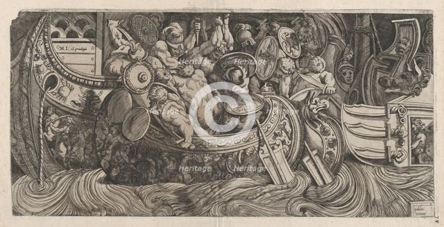 Speculum Romanae Magnificentiae: Naval Battle, 16th century., 16th century. Creator: Michele Lucchese.