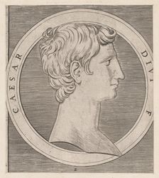 Speculum Romanae Magnificentiae: Octavian (Augustus), from The Twelve Caesars, ca..., ca. 1500-1534. Creator: Marcantonio Raimondi