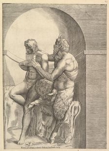 Speculum Romanae Magnificentiae: Pan Teaching the Young Olympus to Play the Flute, ca. 1540-80. Creator: Unknown