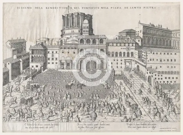 Speculum Romanae Magnificentiae: Papal Benediction, late 16th century., late 16th century. Creator: Giovanni Ambrogio Brambilla.